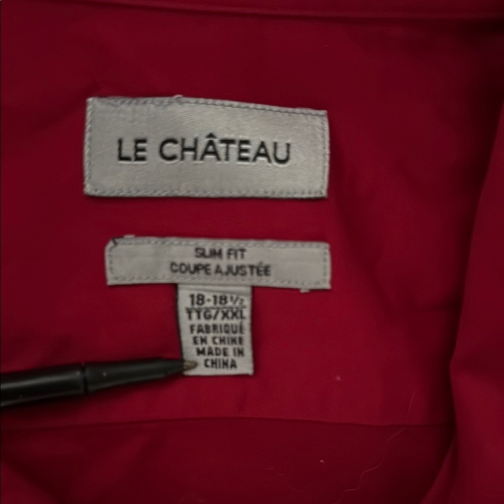 Le Chateau Red Slim Fit Casual Button Down Shirt Cotton